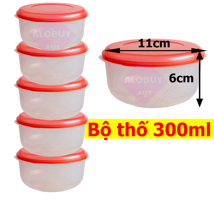 Combo 10 Thố nhựa nhỏ, hộp nhựa, âu nhựa đựng thực phẩm dung tích 300ml  -  Shop giao Màu ngẫu nhiên- THO00
