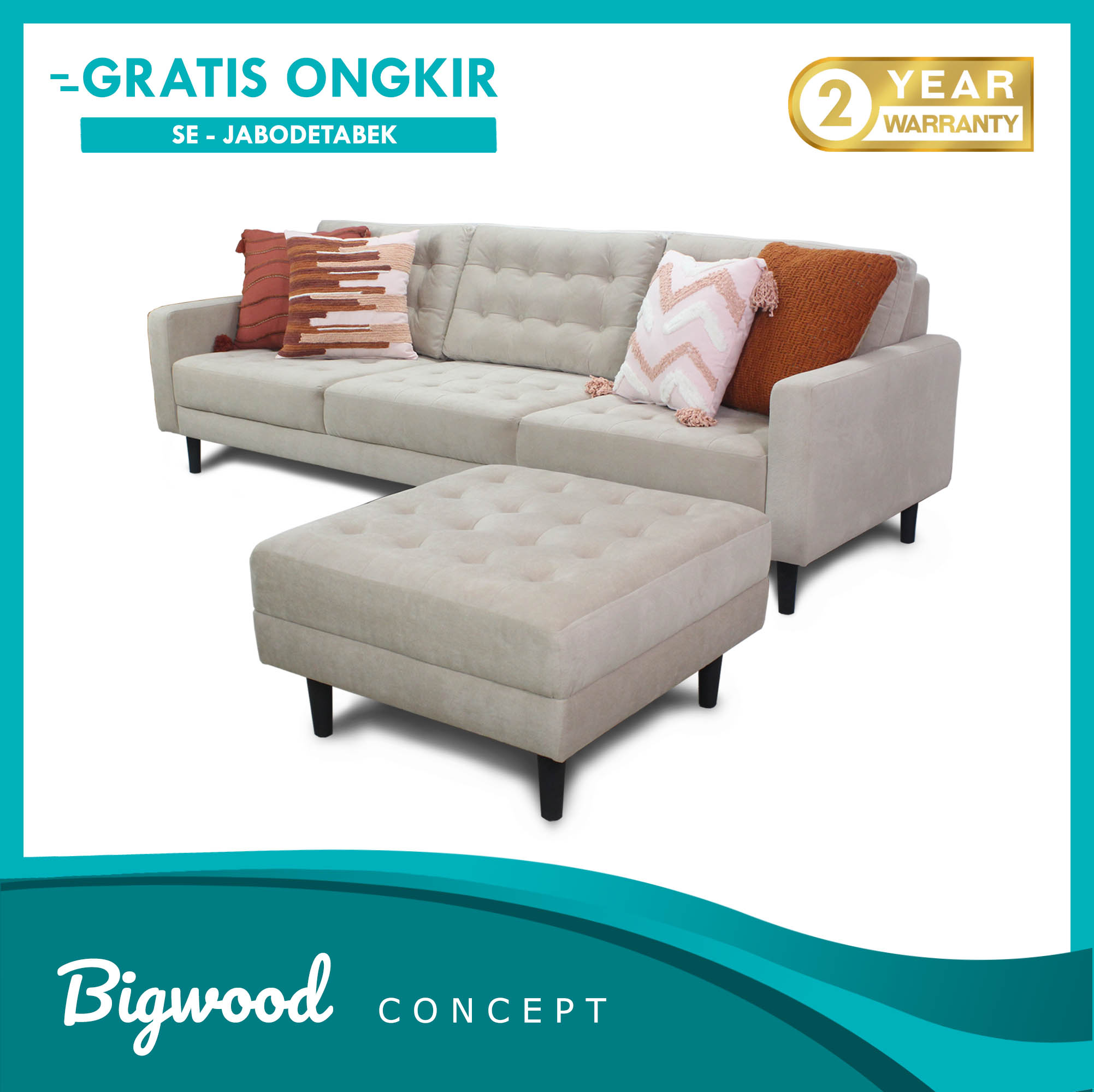 Sofa Nara 2,5 Seater Modern Minimalis Sofa Ruang Tamu