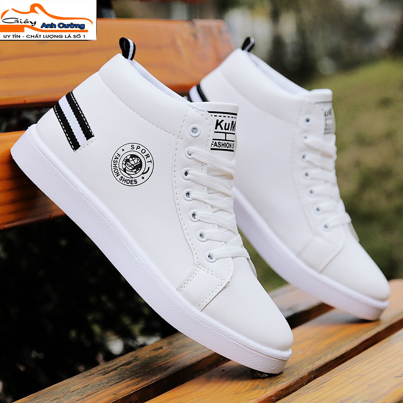 Giày nam thể thao sneaker Anh Cường trắng đẹp bata cổ cao cho học sinh đi học đi làm cao cấp Mã CCD-