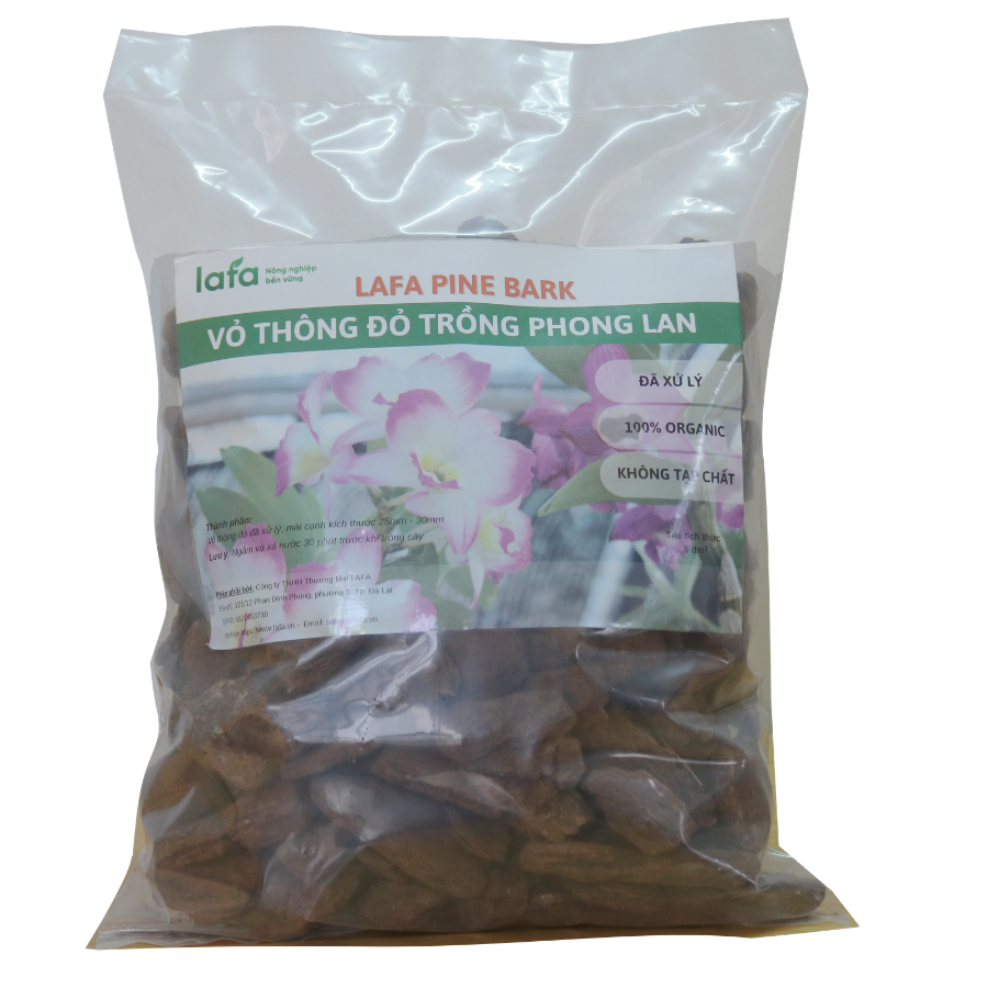 Vỏ thông đỏ trồng hoa lan đã xử lý LAFA PINE BARK giá thể trồng hoa lan đã qua xử lý túi 5dm3