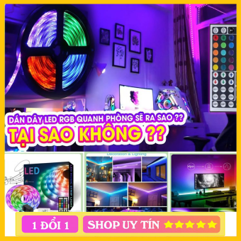 Cuộn dây đèn led Tiktok, LED RGB  điều khiển thông minh 16 triệu màu, led dán tường thông minh