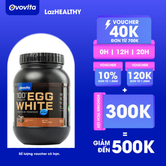 Protein Lòng Trắng Trứng Cao Cấp Ovovita Vị Chocolate Bổ Sung BCAA - Hũ 560gr Tiện Lợi
