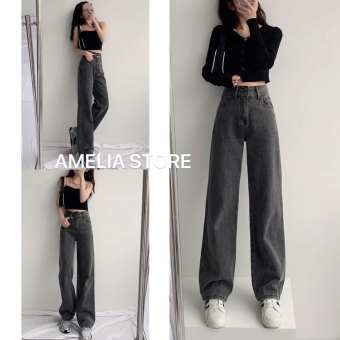 QUẦN JEAN ỐNG RỘNG TRƠN MÀU XÁM KHÓI, QUẦN JEAN NỮ LƯNG CAO, QUẦN JEAN ỐNG RỘNG CẠP CAO, QUẦN JEAN ỐNG RỘNG DÁNG DÀI THƯỜI TRANG HÀN QUỐC, AMELIA, QUẦN NỮ, QUẦN JEAN BAGGGY NỮ, QUẦN BÒ NỮ, QUẦN BÒ ỐNG RỘNG DÁNG DÀI