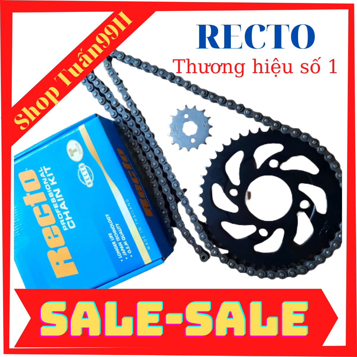 Bộ nhông sên dĩa chính hãng RECTO Thailand dành cho Winner 150 / Raider FI / Satria 150Fi/ Exciter 135-155