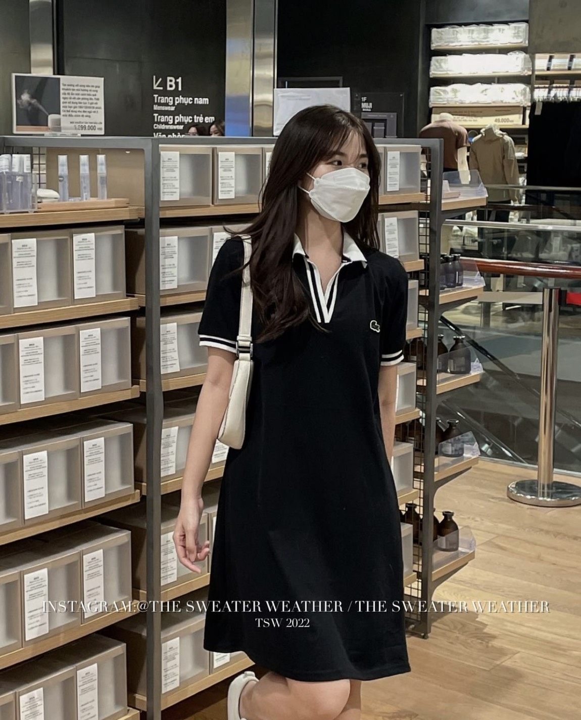 Váy , polo xuông cá sấu cổ bẻ hottrend màu đen chất cotton phong cáchHàn Quốc