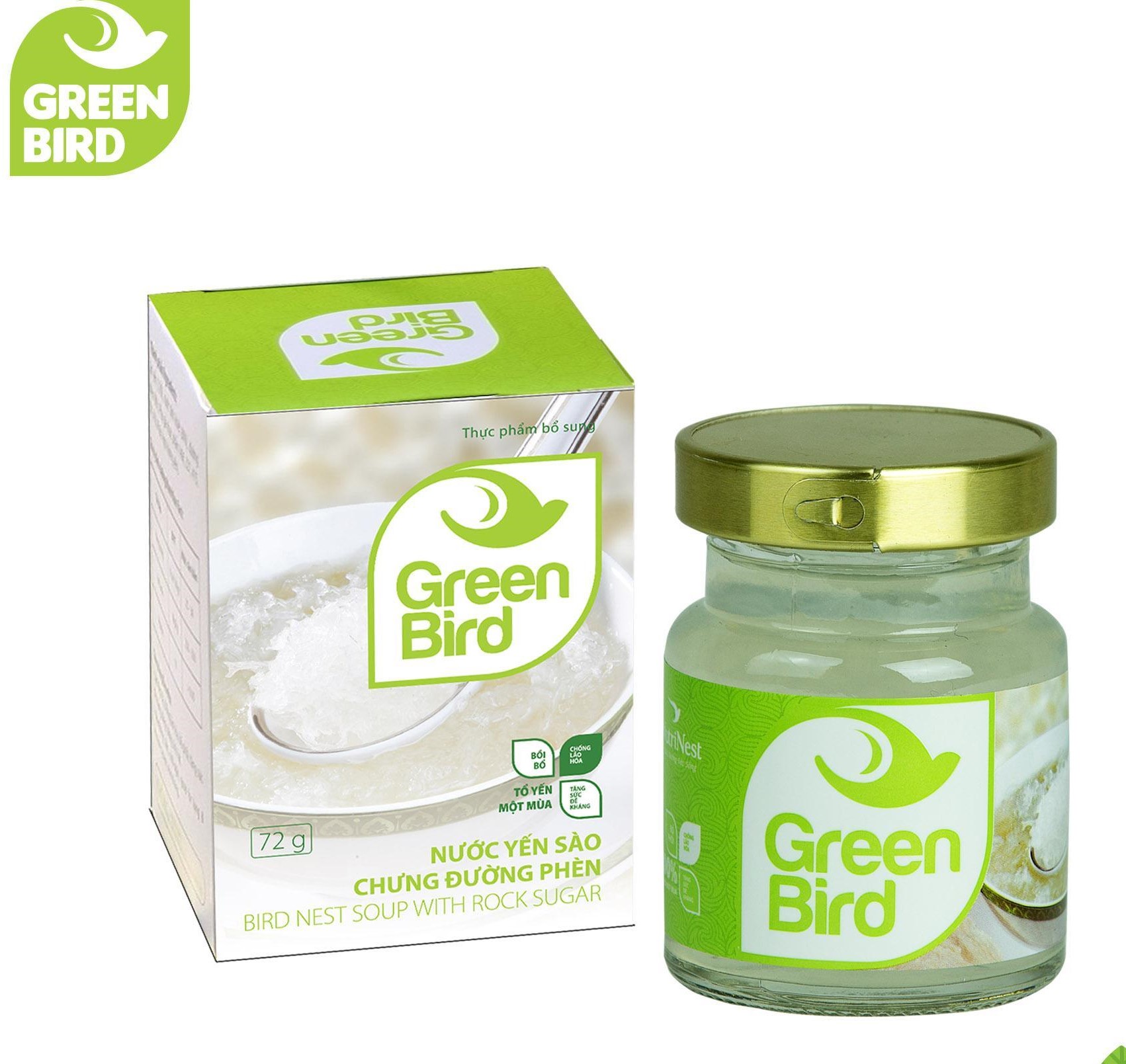 Nước yến sào chưng đường phèn green bird - nutrinest - hũ đơn 72gr