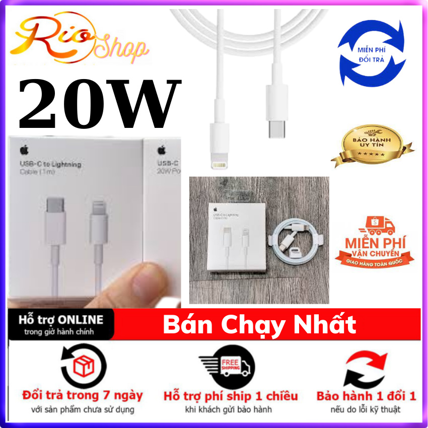 Cáp sạc nhanh type-c to lightning 20w cho ip 12 12 pro ,ip 11 pro max, 11 pro ,ip 12 max, ip x, ip xs, ip xr, ip 11 pro max