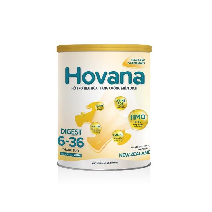 Sữa Hovana Digest 900g_Hỗ trợ tiêu hóa, tăng cân cho trẻ từ 6 - 36 tháng