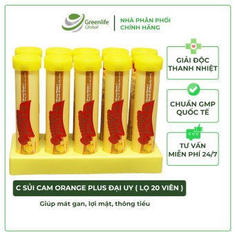 C Sủi Cam Orange Plus Đại Uy - Tăng cường sức đề kháng, giải độc cơ thể (Lọ 20 viên sủi)