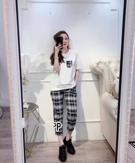 ĐỒ BỘ THUN DÀI CARO ĐẮP TÚI THỜI TRANG CHẤT THUN MỀM MỊN CO GIÃN 4 CHIỀU