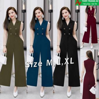 AV6564 - Jumpsuit - Đồ bay dài ống suông cổ vest phối 4 nút cực xinh