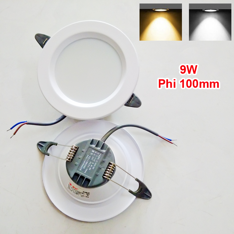 Đèn led âm trần trực tiếp 220v phi 100mm 9w
