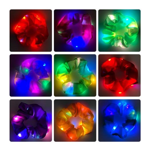 Dây Buộc Tóc Scrunchies đèn Led phát sáng Nhiều Màu Hàn Quốc phản quang CT3