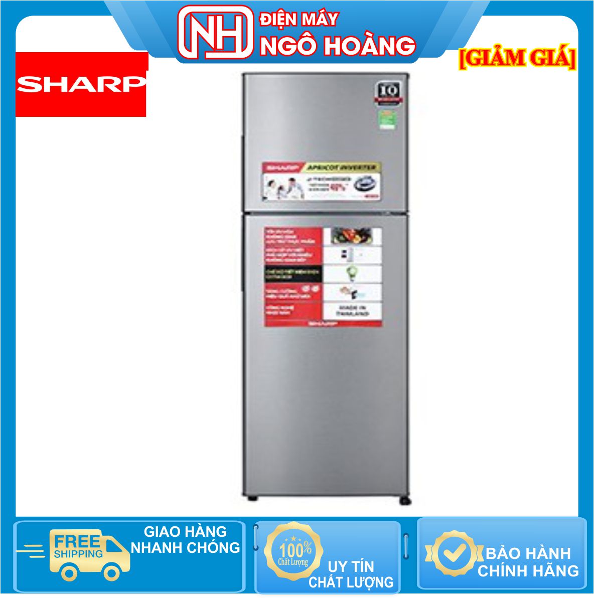 Tủ lạnh sharp inverter 224 lít sj-x251e-sl