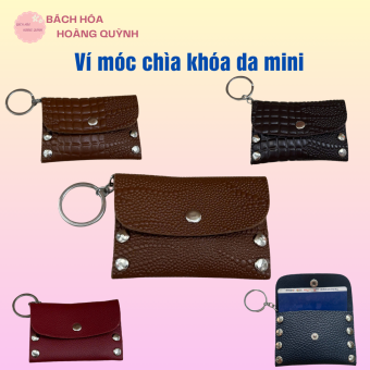 Ví móc chìa khóa da mini, móc khóa ví da, ví chìa khóa đa năng dụng đừng tiền lẻ, thẻ giữ xe.