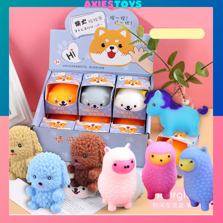 Squishy chó shiba, lạc đà, kỳ lân, đồ chơi xã stress silicon thú ngẫu nhiên
