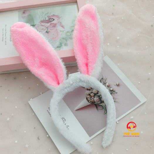 Bờm tai thỏ có đèn led đáng yêu phụ kiện cài tóc lông mịn Noel Christmas giáng sinh băng đô phát sáng tiktok trung thu