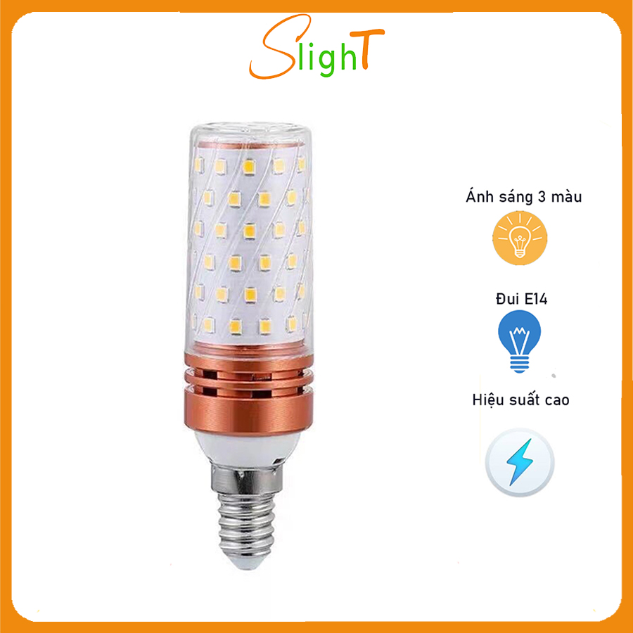 Đèn led đèn bóng búp đui e14 ánh sáng 3 màu vàng và trắng, trung tính công suất 8w - bóng đèn led, bóng led - slight.store