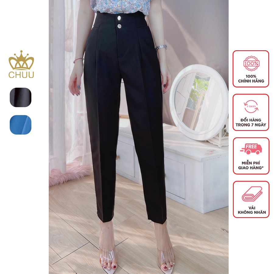 Quần tây lưng cao công sở nữ kiểu baggy 2 khuy chuu q8003