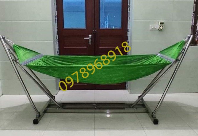Võng xếp inox - chân đế vuông- hàng inox cao cấp chắc chắn