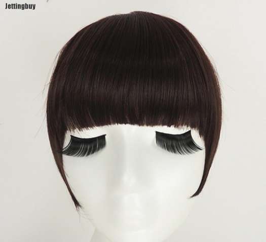 Fringe Clip Ở Trên Bangs, Tóc Nối Thẳng Nâu Đen * Thích Tóc Người