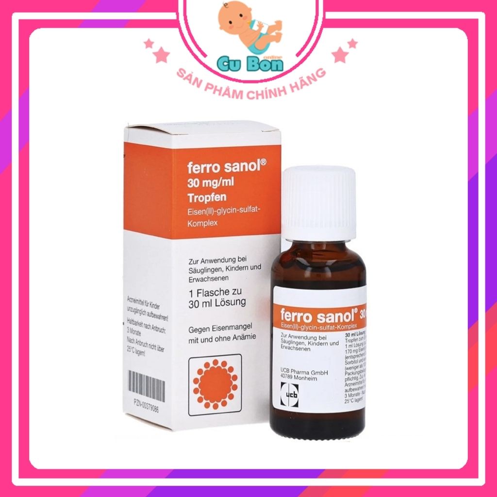 Sắt nước Ferro Sanol tropfen Đức cho trẻ từ sơ sinh, trẻ em, người lớn 30ml