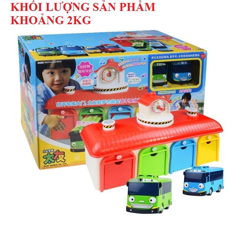 Bộ xe buýt Tayo bus gồm gara nhà và 2 xe ô tô buýt cỡ lớn đồ chơi trẻ em