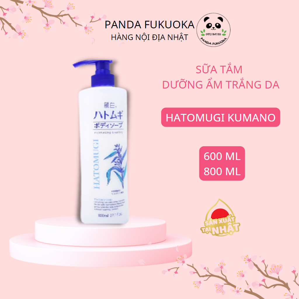 Sữa tắm hatomugi dưỡng ẩm trắng da 800ml - sữa tắm trắng da nhật bản - sữa dưỡng ẩm trắng da hàng nội địa nhật panda fukuoka