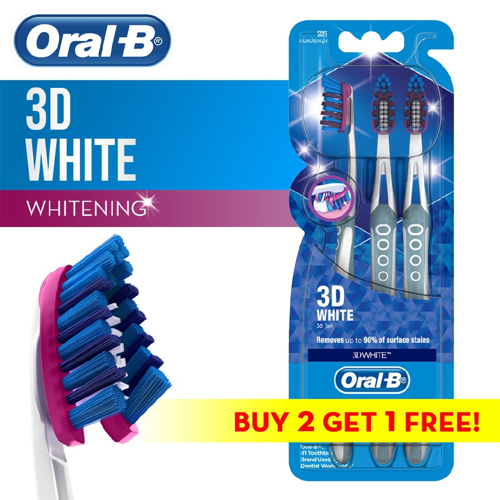 Vỉ 3 bàn chải đánh răng Oral-B trắng sáng 3D White