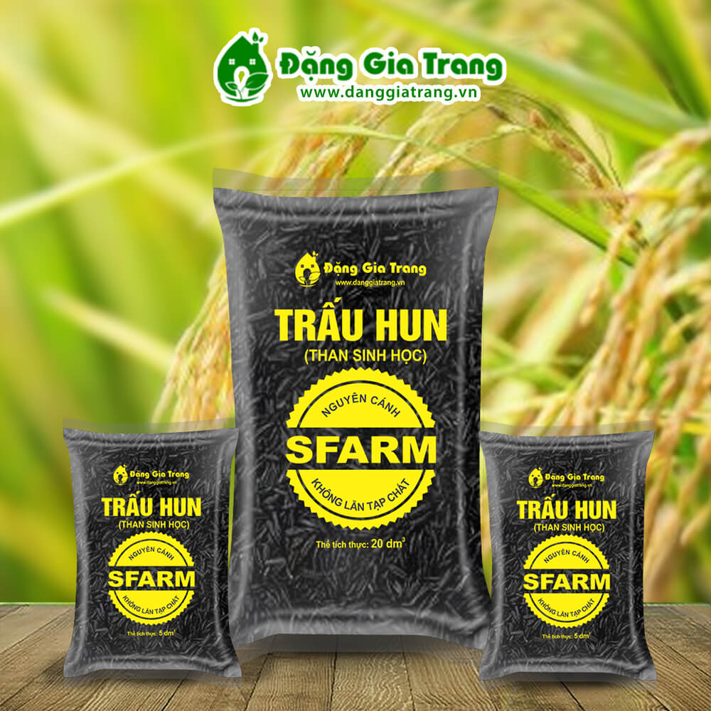 Giá thể trấu hun nguyên cánh sfarm 50dm3 - 1 túi 6kg