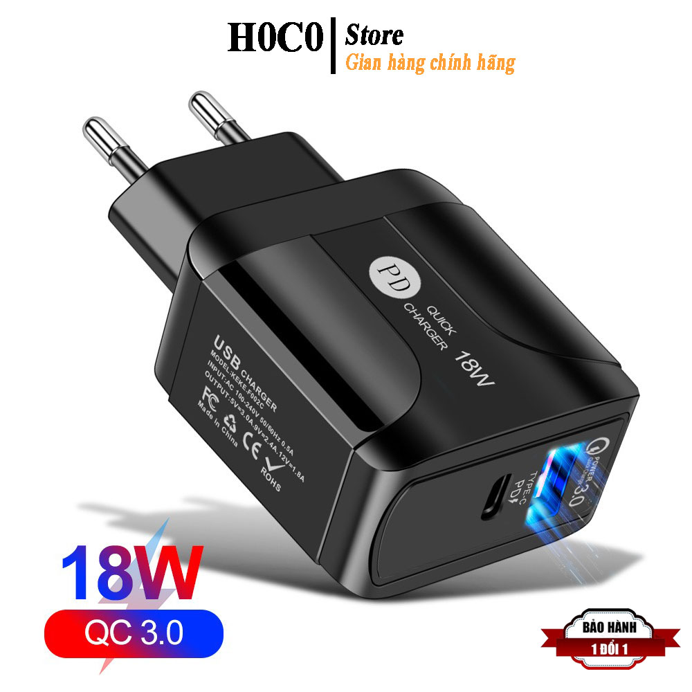 Củ sạc nhanh pd 18w 2 bộ sạc 2 cổng usb và type c tiện lợi