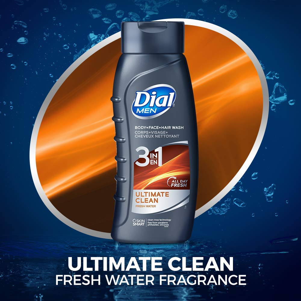 Sữa tắm gội xả 3in1 dial for men hair body wash ultimate clean chai 473ml của mỹ