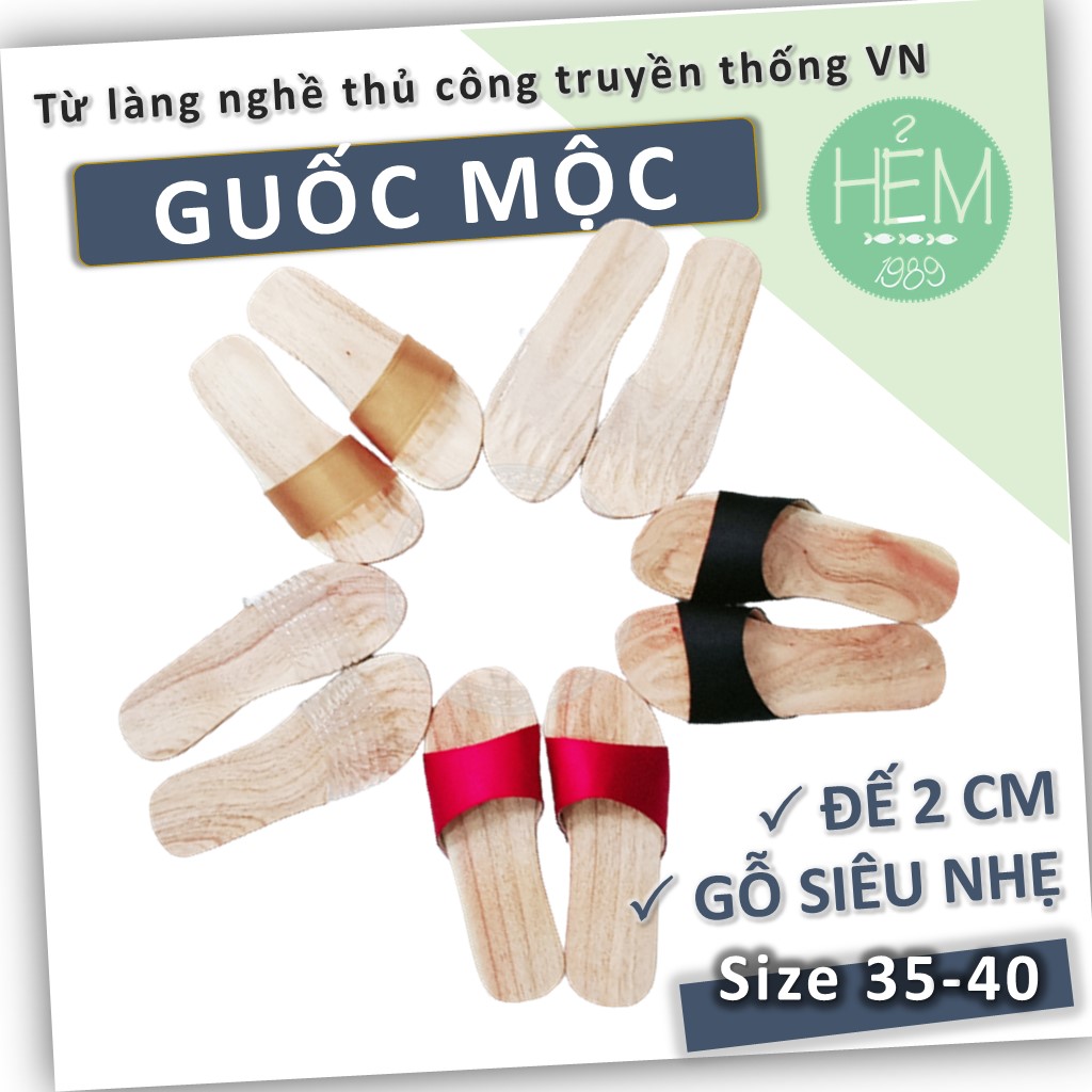 Guốc gỗ mộc truyền thống/guốc xưa áo dài đế thấp quai vải/quai trong