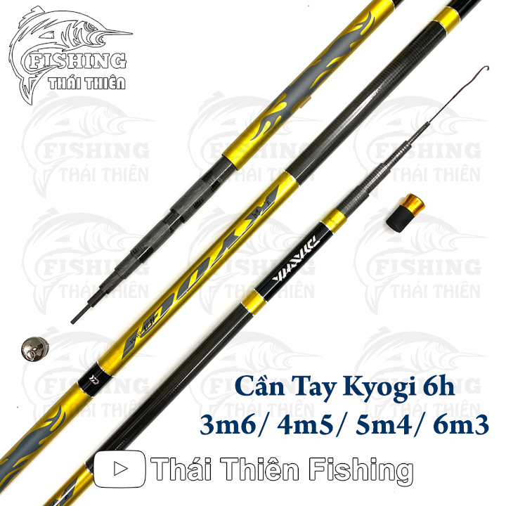 Cần Câu Tay Daiwa Kyogi Độ Cứng 6h Ngọn Đặc Màu Gold 3m6, 4m5, 5m4, 6m3