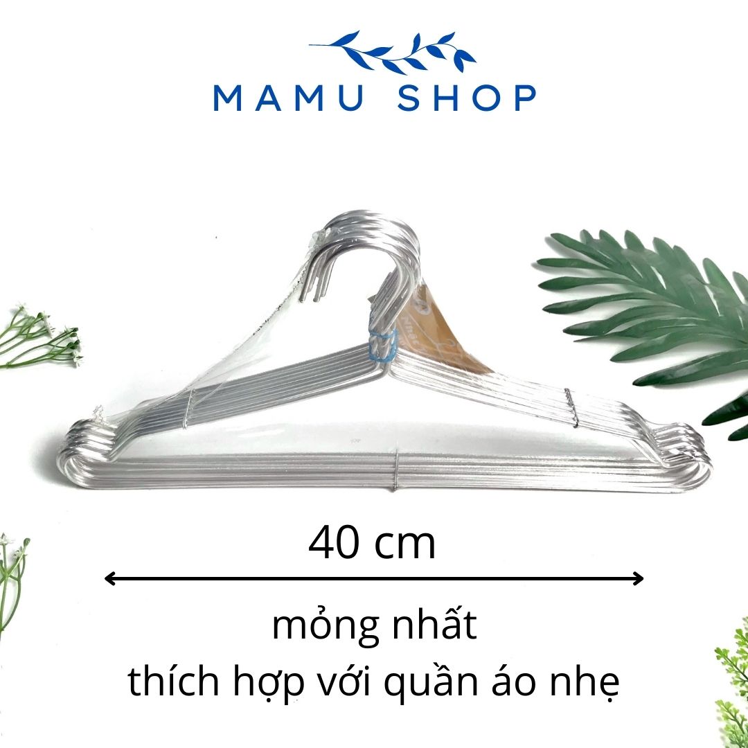 Móc quần áo treo đồ người lớn nhôm - 10 móc Mamu shop đủ kích thước dày mỏng M09