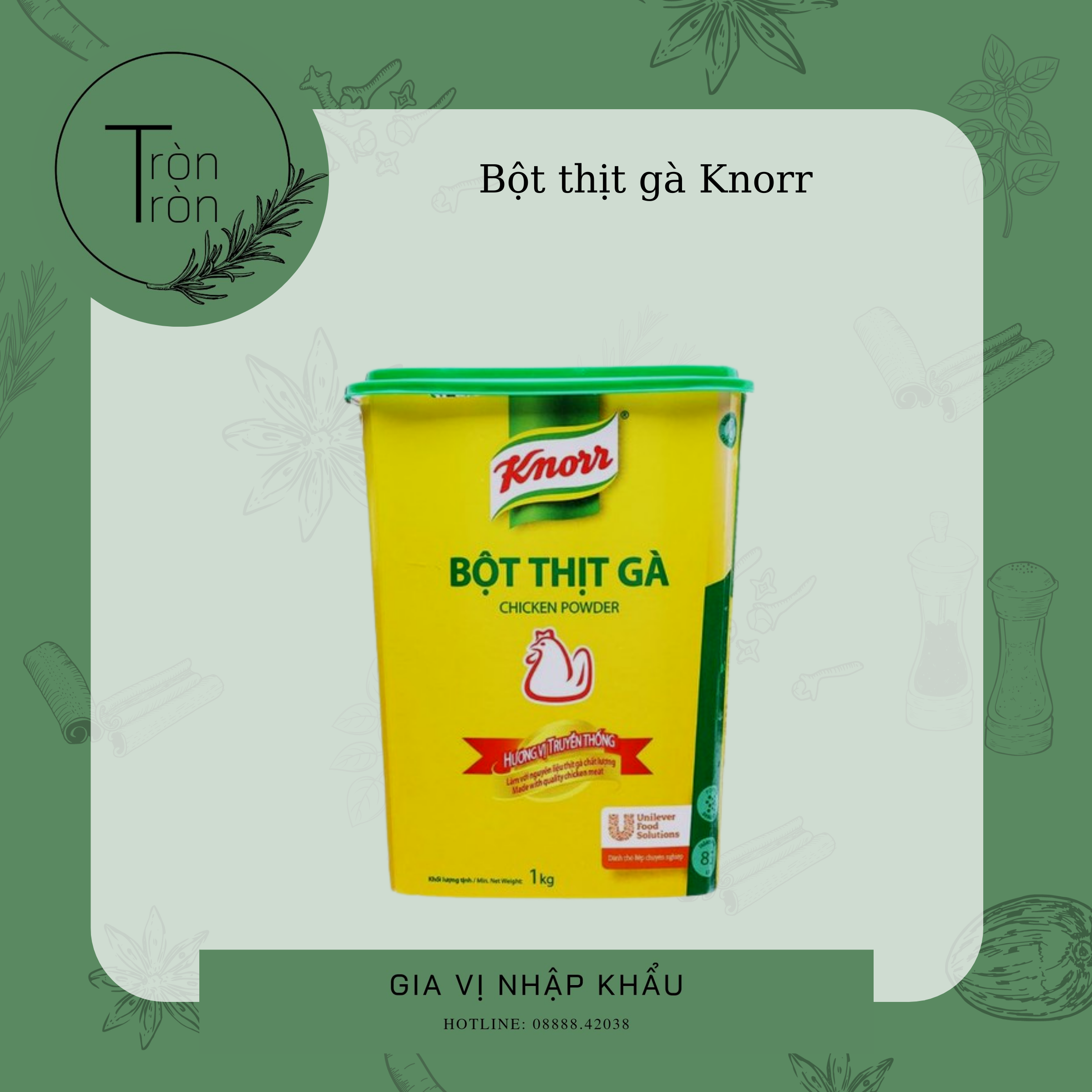 KNORR Bột nêm thịt gà - 50g chiên cơm nấu lẩu xào rau củ quả