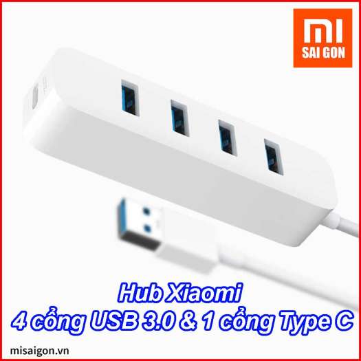 Hub Xiaomi 4 cổng USB 3.0 & 1 cổng Type C - tốc độ đọc ghi tới 350MB/s