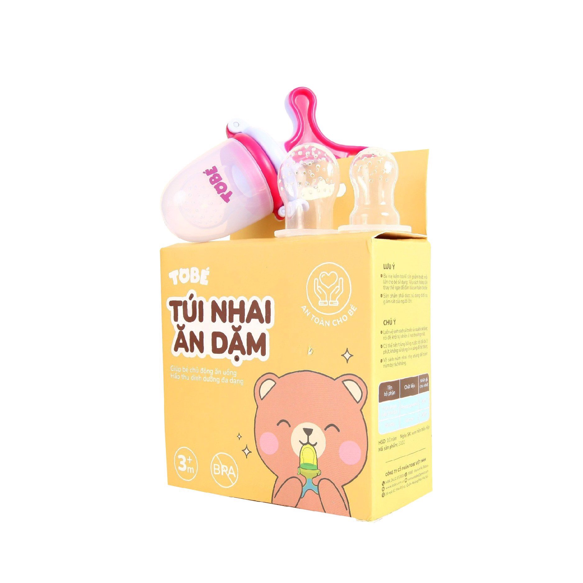 Túi Nhai Ăn Dặm Chống Hóc Cho Bé- Túi nhai hoa quả nhập khẩu Hàn Quốc an toàn tiện lợi cho bé- Tặng kèm 3 núm nhai