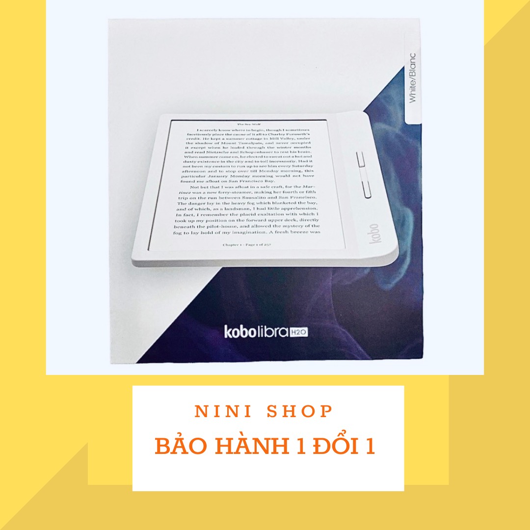 [HCM][Trả góp 0%]Máy đọc sách Kobo Libra H20 nguyên seal màu trắng sản phẩm tốt độ bền cao cam kết sản phẩm nhận được như hình và mô tả