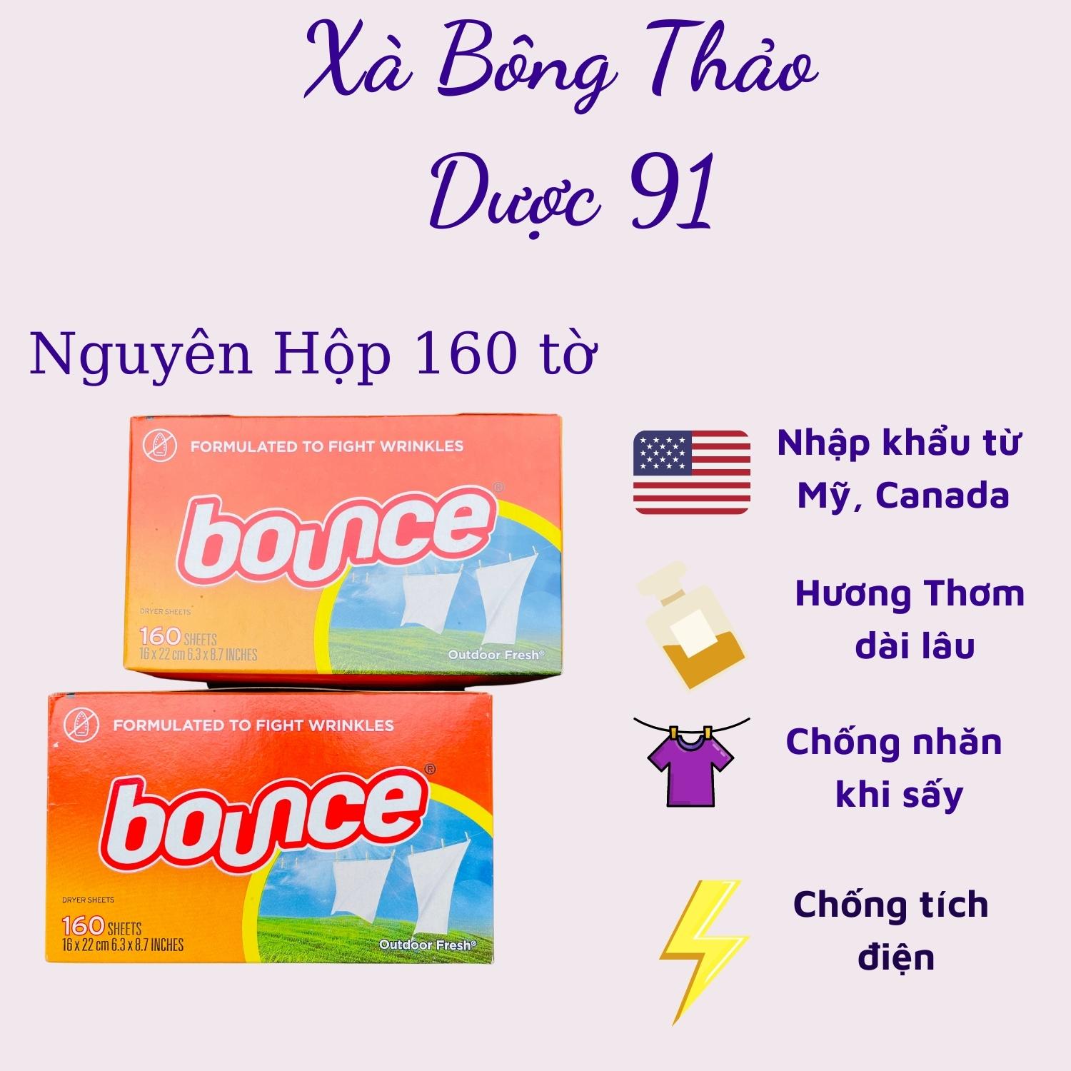 Giấy thơm quần áo bounce hàng mỹ, hộp 160 tờ