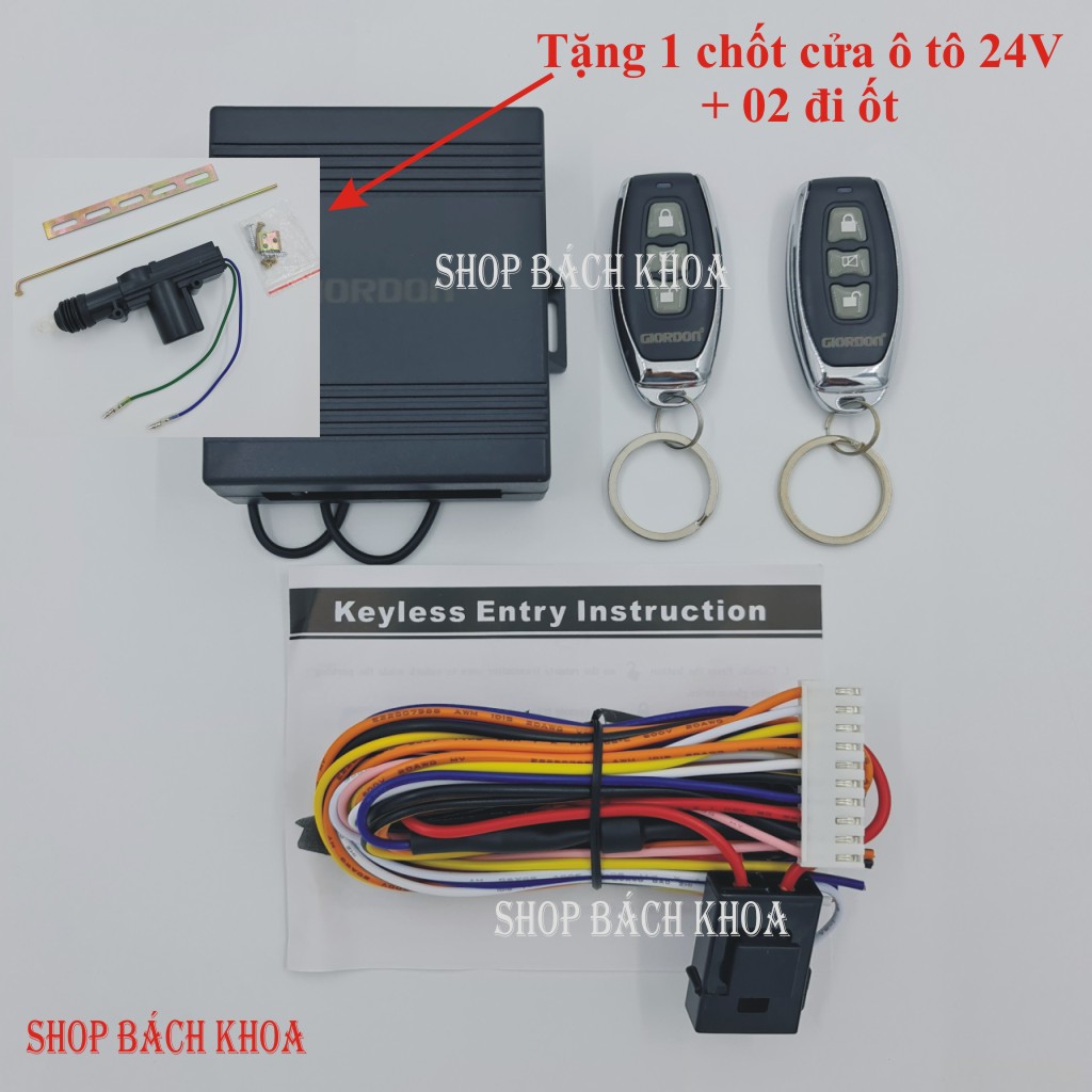 [TẶNG 1 CHUỘT MỞ CỬA XE] Bộ khóa cửa xe tải 24V. Model G2208. Chính hãng GIORDON