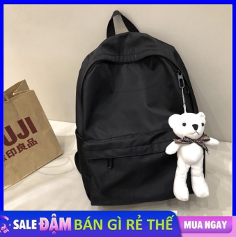 Balo Trơn Đen Nam Nữ học sinh, đi làm (không kèm gấu) size 38x30x10