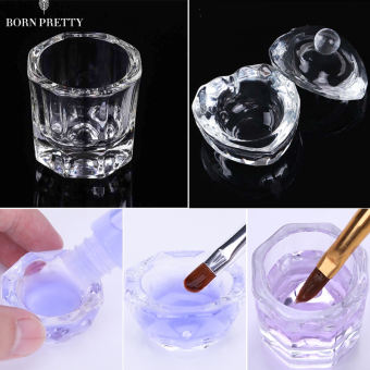 BORN PRETTY 1 Chiếc Cốc Làm Móng Chất Lỏng Bột Acrylic Acrylic Thủy Tinh Pha Lê Dụng Cụ Giữ Cốc Bát Có Nắp Dappen Dụng Cụ Làm Móng