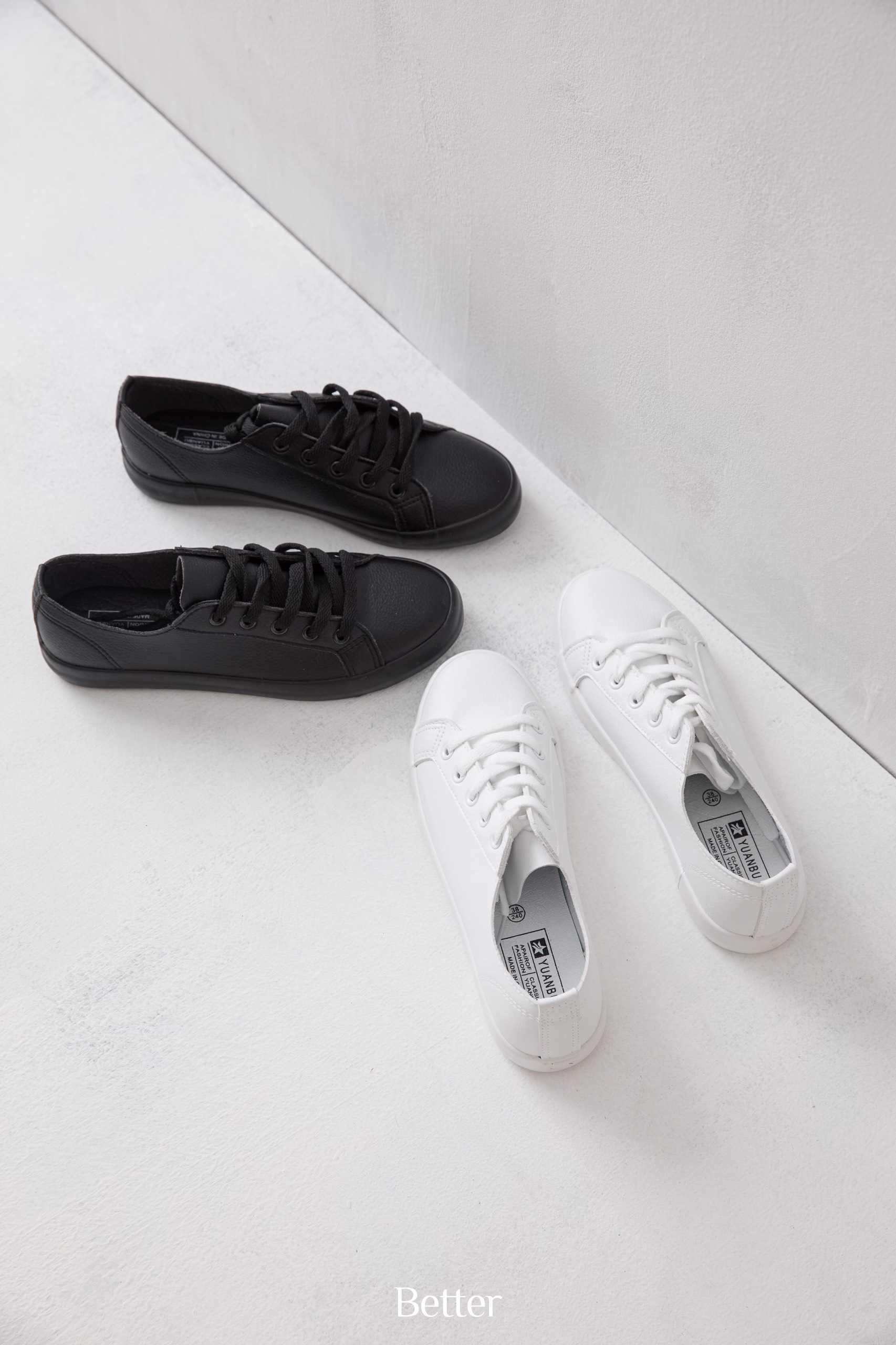 Sneaker da trơn mềm mũi tròn buộc dây better shoes - 220522002