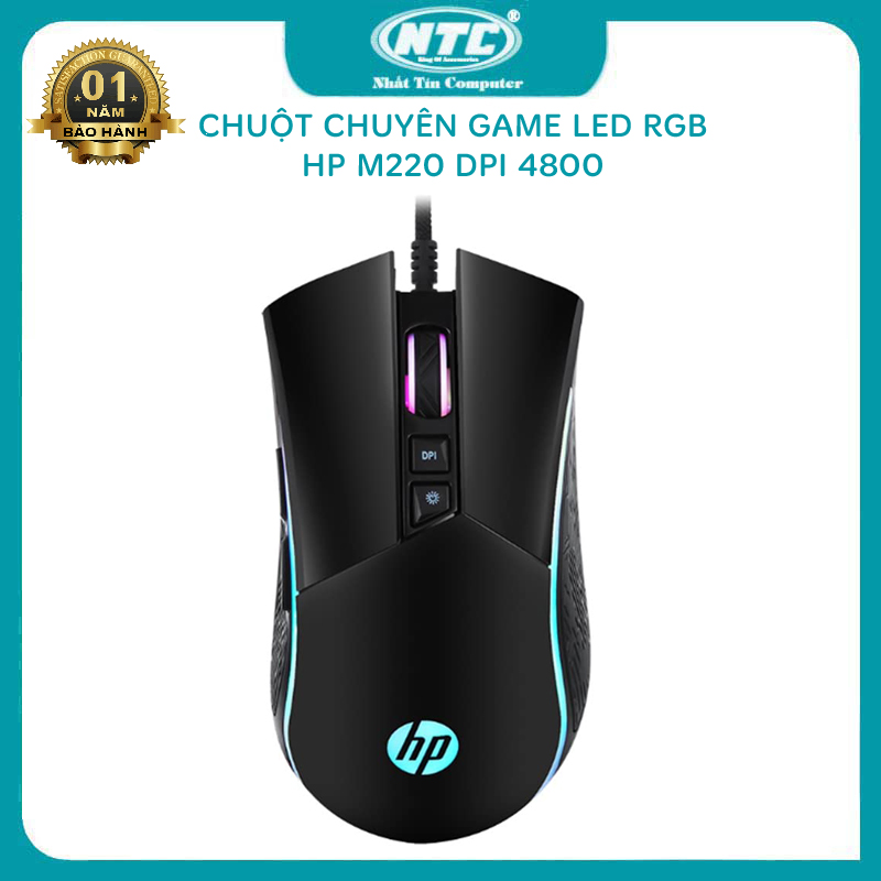 Chuột chuyên game hp m220 led rgb cực đẹp - dpi lên đến 4800 dpi nhất tín computer