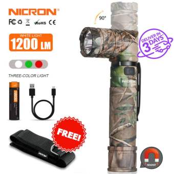 Đèn pin nicron B70 / B70 Plus nam châm 90 độ Đèn pin led rảnh tay độ sáng cao 1200 lumen Đen chống thấm nước / đèn led góc camo B70 / B70Plus