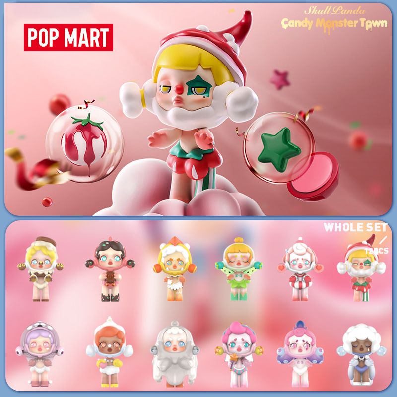 Pop mart figure toys skullpanda candy monster town series blind box