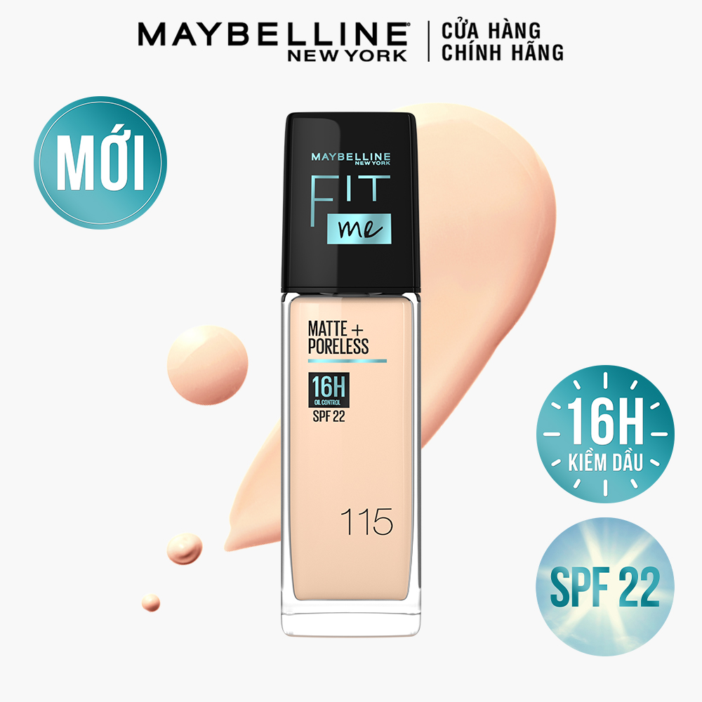 Kem Nền Mịn Nhẹ Kiềm Dầu Chống Nắng Fit Me Maybelline New York Matte Poreless Foundation SPF 22 30ml