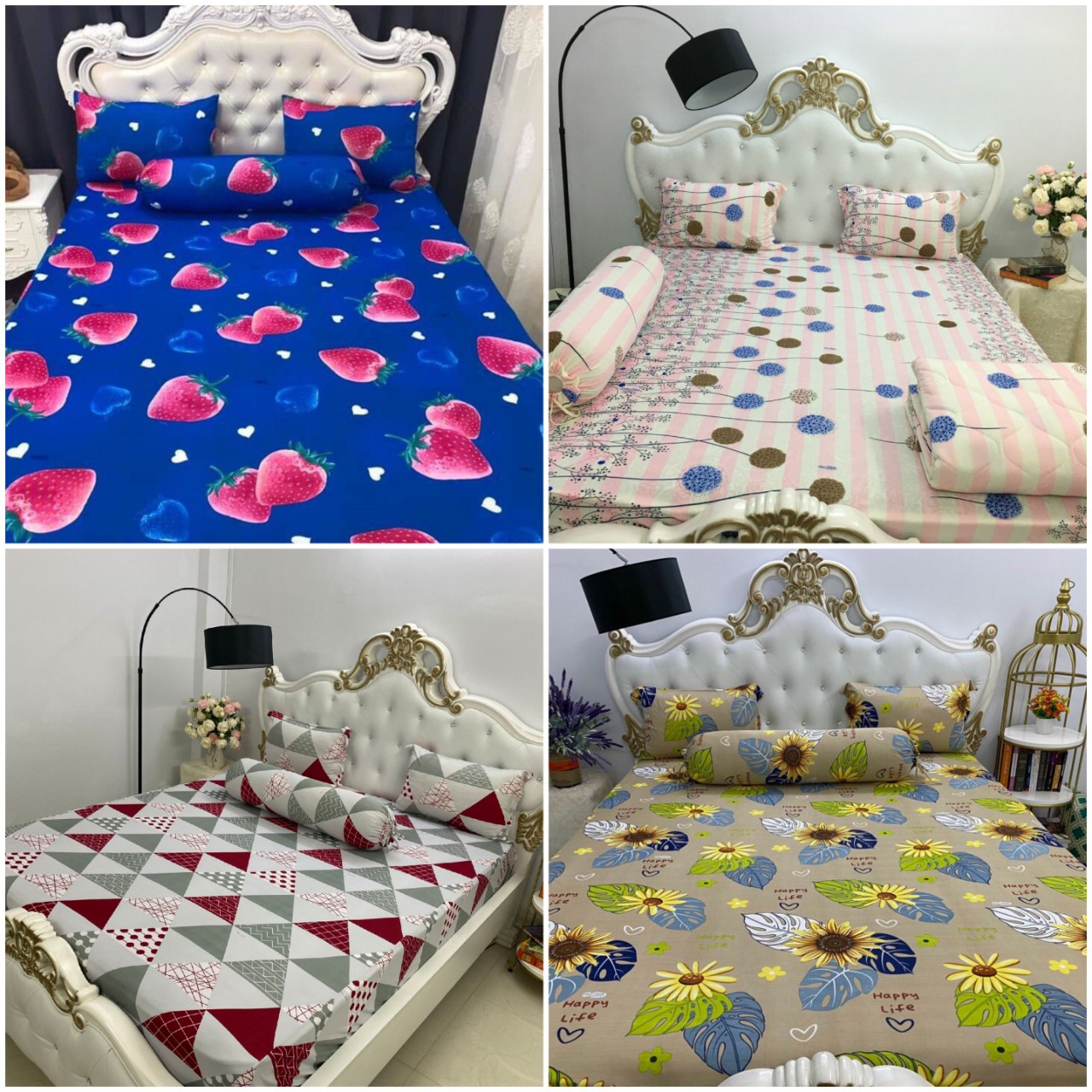 [HCM]Bộ Drap Thun Hàn Quốc mát lạnh { 4 món } nhiều màu