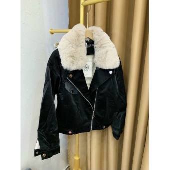 Áo khoác da nữ lót lông toàn thân cổ lông tháo rời được.hàng QC cao cấp